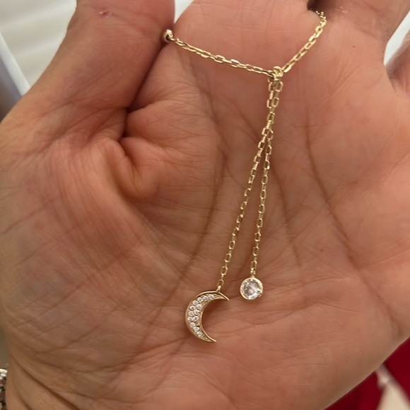 Gold Plated Moon Necklace Adjustable 16” To 18” Inches